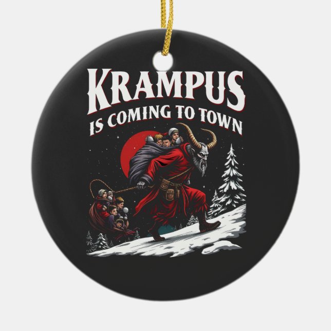 Krampus kommt nach Town Krampus Weihnachten Keramik Ornament (Vorne)