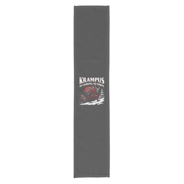 Krampus kommt nach Town Krampus Weihnachten Kurzer Tischläufer (Vorderseite)