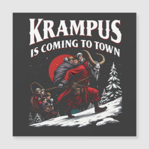 Krampus kommt nach Town Krampus Weihnachten Magnetkarte