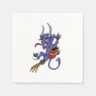 Krampus kommt Weihnachts-Cartoon-Charakter-Illustr Serviette