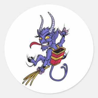 Krampus kommt Weihnachtscartoon Figur illu Runder Aufkleber