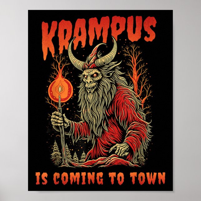 Krampus kommt zum Weihnachtsfeiertag in der Stadt  Poster (Vorne)