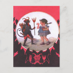 Krampus & Little Girl Postkarte