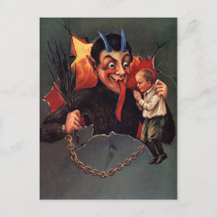 Krampus mit Junge Postkarte