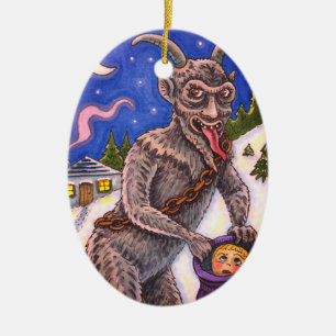 KRAMPUS & NAUGHTY KINDER, BEÄNGSTIGENDE CHRISTMAS  KERAMIK ORNAMENT