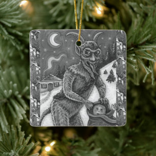 KRAMPUS & NAUGHTY KINDER, BEÄNGSTIGENDE CHRISTMAS  KERAMIKORNAMENT