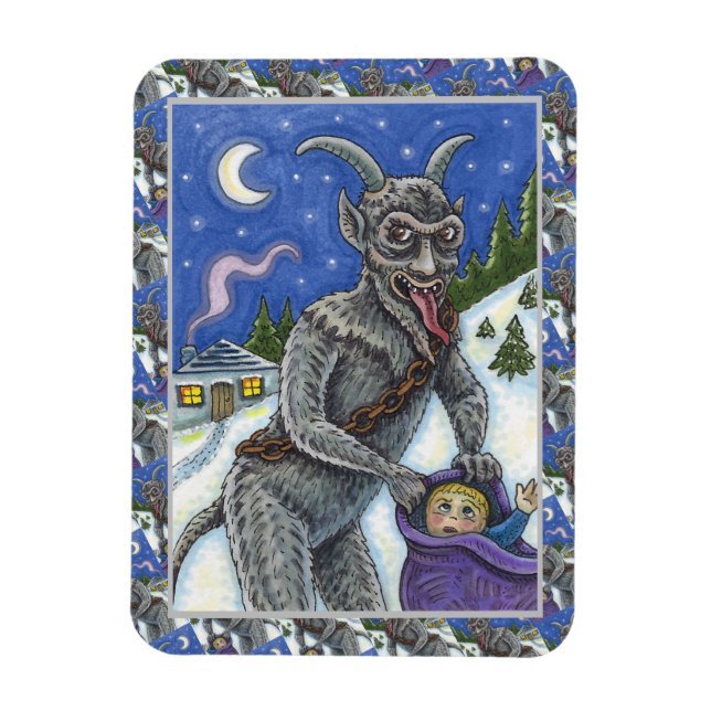 KRAMPUS & NAUGHTY KINDER, BEÄNGSTIGENDE CHRISTMAS  MAGNET (Vertikal)