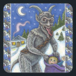 KRAMPUS & NAUGHTY KINDER, BEÄNGSTIGENDE CHRISTMAS  QUADRATISCHER AUFKLEBER<br><div class="desc">WENN DU HEUTE BIST,  ZIEHE NACH DEM KRAMPUS. URLAUBSTICKER *Anpassen ... . Suchen nach übereinstimmenden Elementen - Susan Brack Designs</div>