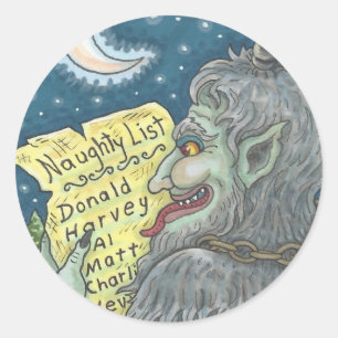 KRAMPUS NAUGHTY KINDER LIST CHRISTMAS STICKERS