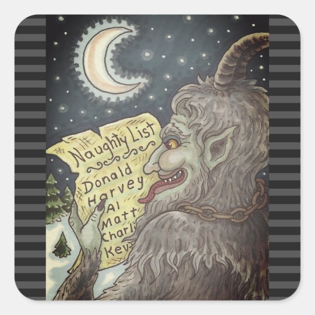 KRAMPUS NAUGHTY KINDER LIST CHRISTMAS STICKERS (Vorderseite)