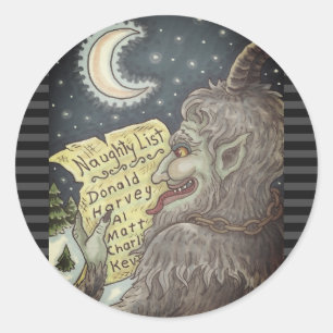 KRAMPUS NAUGHTY KINDER LIST CHRISTMAS STICKERS