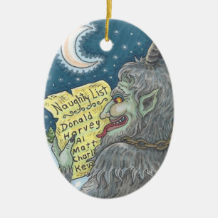 KRAMPUS NAUGHTY LIST Weihnachtsschmuck Oval