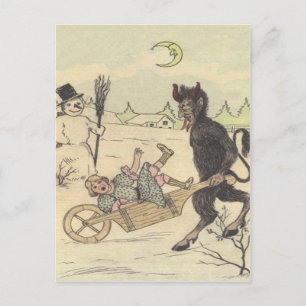 Krampus nimmt das böse Kind mit Postkarte