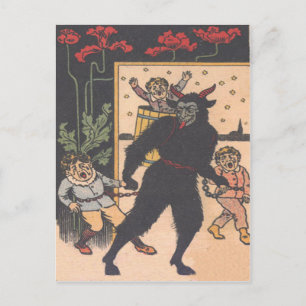 Krampus nimmt die bösen Kinder mit Postkarte