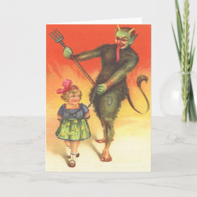 Krampus Puning Child Feiertagskarte (Vorderseite)