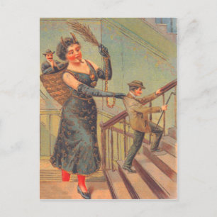 Krampus Punishing Bad Man Postkarte