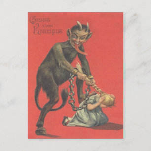 Krampus Punishing Girl Postkarte