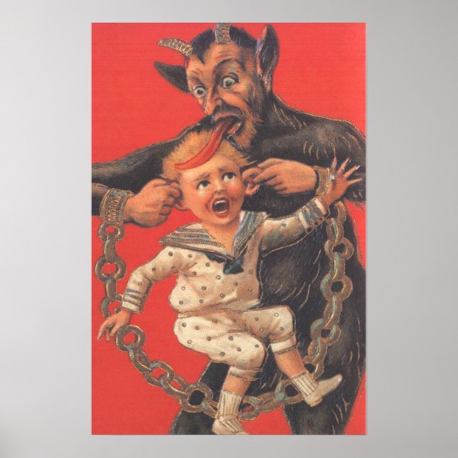 Krampus Punishing Little Boy Ohr Poster (Vorne)