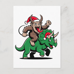 Krampus Riding A Dinosaurier Weihnachtsbäcker Einladungspostkarte