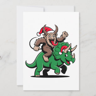 Krampus Riding A Dinosaurier Weihnachtsbäcker Karte