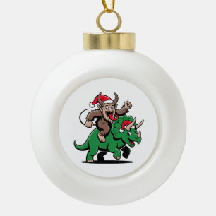 Krampus Riding A Dinosaurier Weihnachtsbäcker Keramik Kugel-Ornament