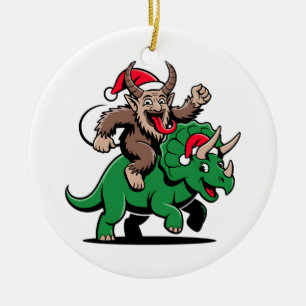 Krampus Riding A Dinosaurier Weihnachtsbäcker Keramik Ornament