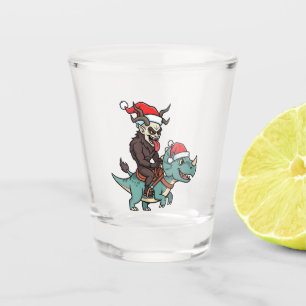 Krampus Riding A Dinosaurier Weihnachtsbäcker Schnapsglas
