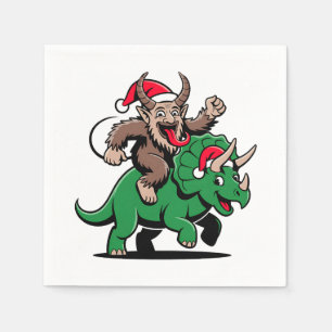 Krampus Riding A Dinosaurier Weihnachtsbäcker Serviette