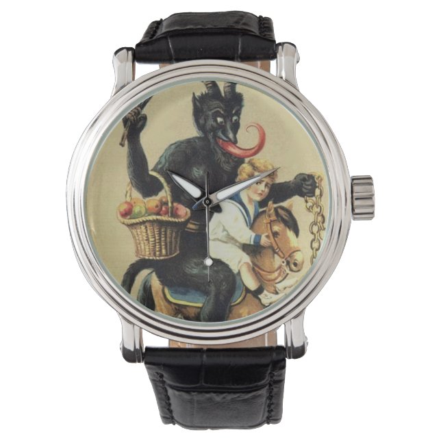 Krampus Rocking Horst Demon Weihnachten Weihnachte Armbanduhr (Vorderseite)