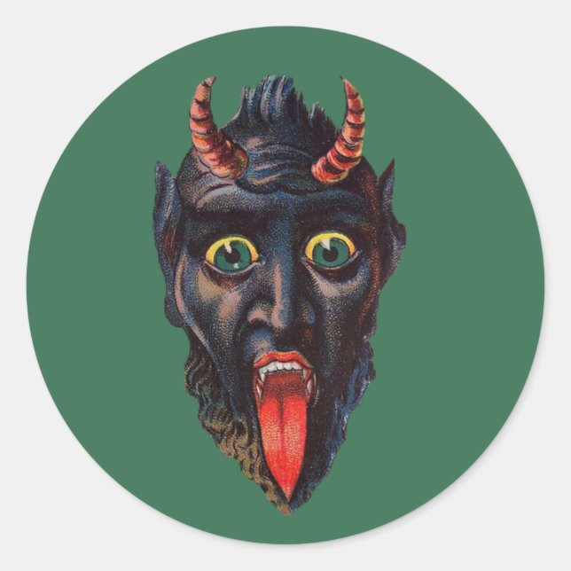 Krampus Runder Aufkleber (Vorderseite)