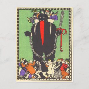 Krampus sammelt die bösen Menschen Postkarte
