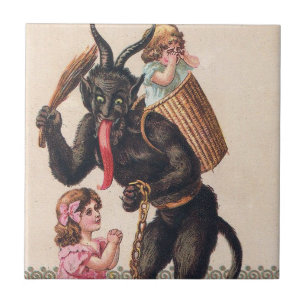 Krampus Scarling Girls Vintag Weihnachten Fliese