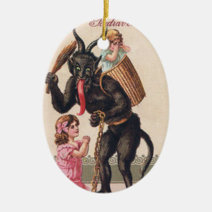 Krampus Scarling Girls Vintag Weihnachten Keramik Ornament