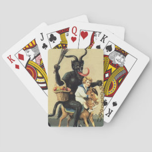 Krampus Schaukelpferd Urlaub Vintage Weihnachten Spielkarten