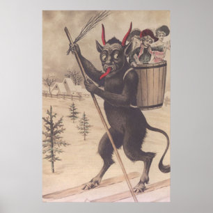 Krampus Skifahrender Frauenentführer Poster
