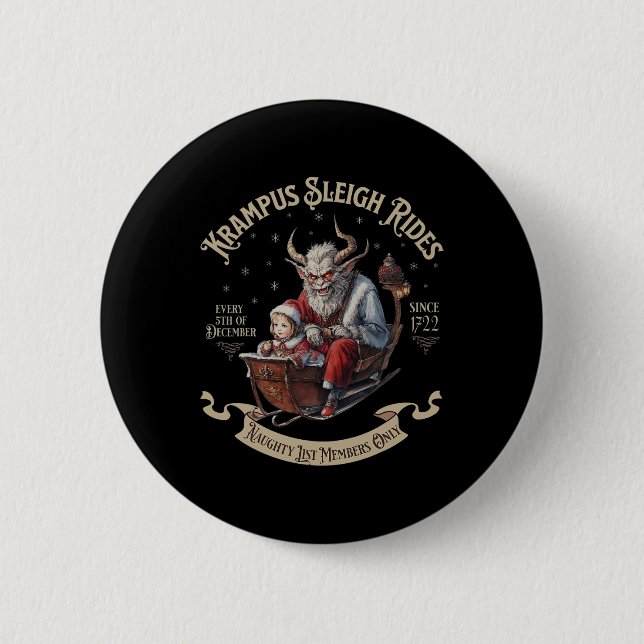 Krampus Sleigh Rides Button (Vorderseite)