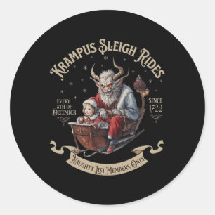 Krampus Sleigh Rides Runder Aufkleber