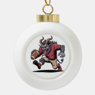 Krampus spielt Fußball Weihnachten Fitness Xmas  Keramik Kugel-Ornament