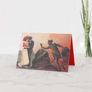 Krampus Stalking Couple Hell Chain Feiertagskarte