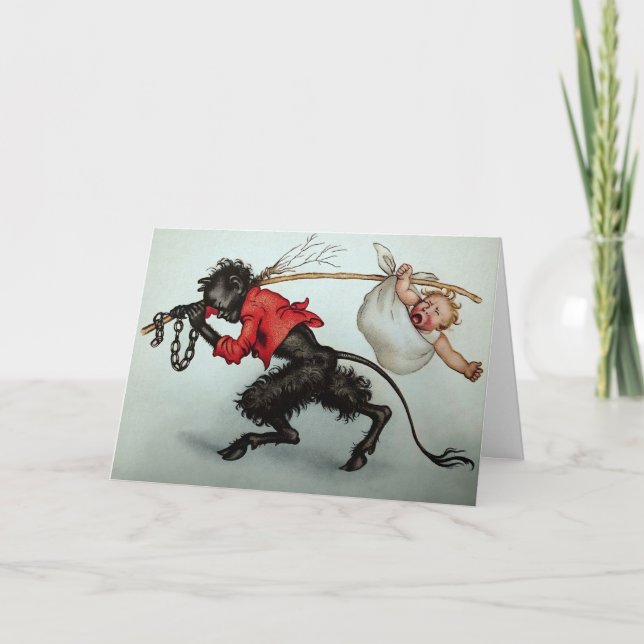 Krampus Stealing Baby Weihnachtskarte Feiertagskarte (Vorderseite)
