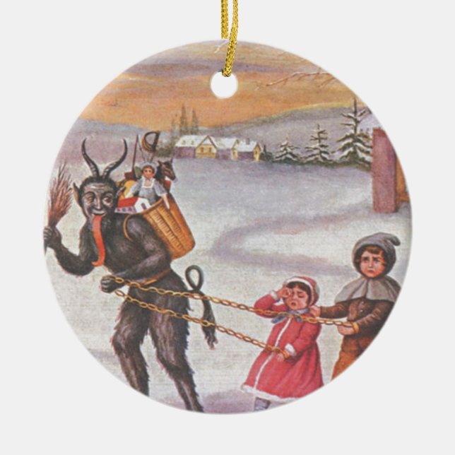 Krampus Stealing Toys & Children Keramik Ornament (Vorne)