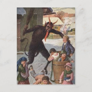 Krampus Strafe für Kinder im Winter Postkarte