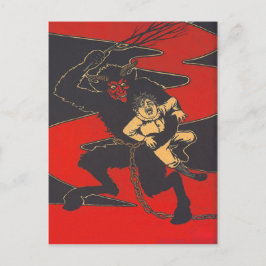 Krampus Straffung des Kindes mit Schalter Postkarte