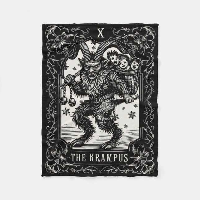 Krampus Tarot Card Design Christmas Season Evil Pa Fleecedecke (Vorderseite)