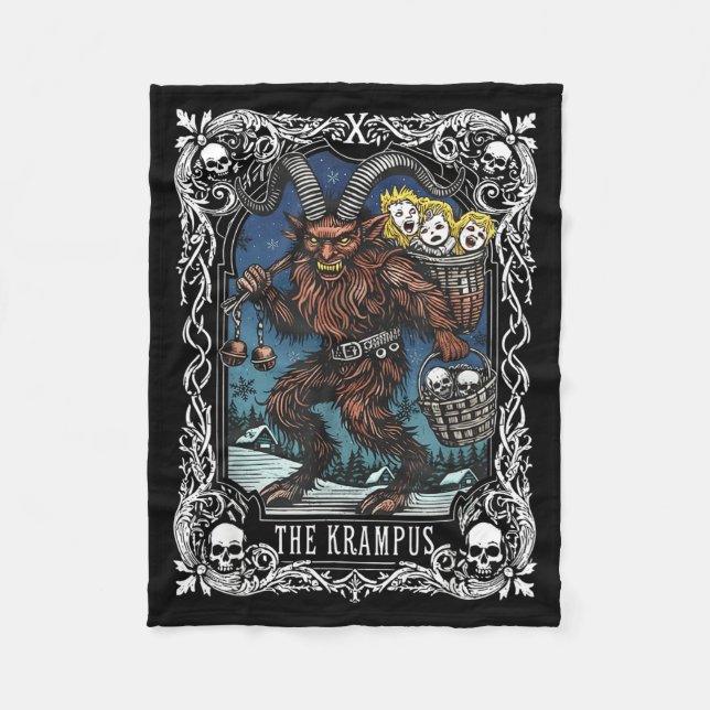 Krampus Tarot Card Design Christmas Season Evil Pa Fleecedecke (Vorderseite)