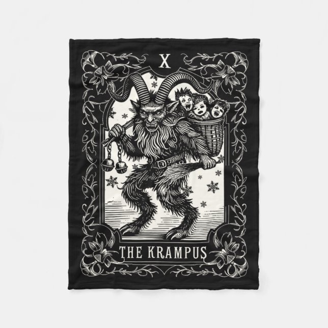 Krampus Tarot Card Design Christmas Season Evil Pa Fleecedecke (Vorderseite)