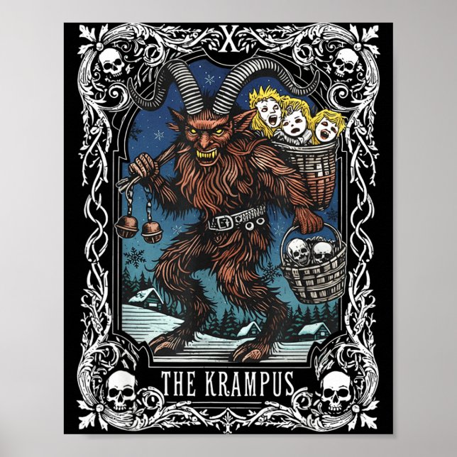 Krampus Tarot Card Design Christmas Season Evil Pa Poster (Vorne)
