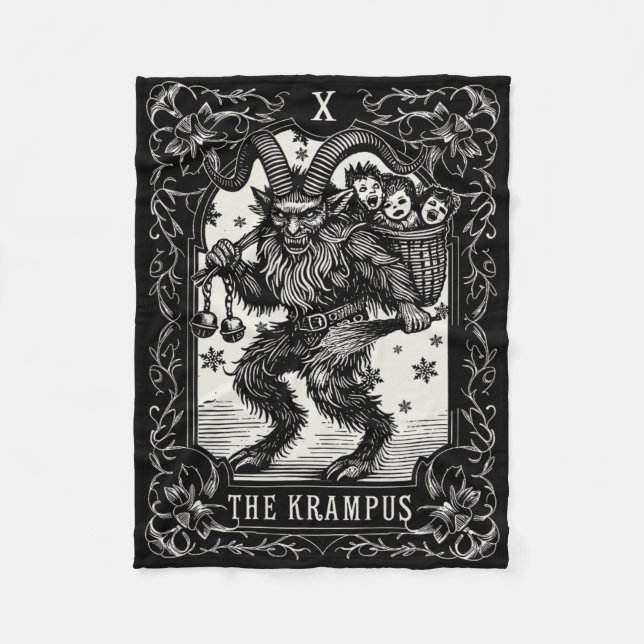 Krampus Tarot Card Design Weihnachtssaison Böse Pa Fleecedecke (Vorderseite)