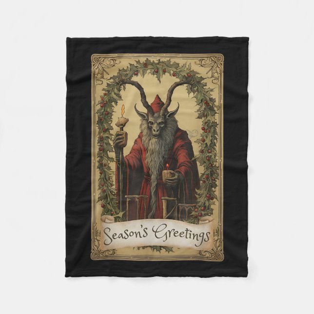 Krampus Tarot Card Design Weihnachtssaison Böse Pa Fleecedecke (Vorderseite)