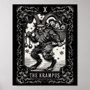Krampus Tarot Card Design Weihnachtssaison Böse Pa Poster